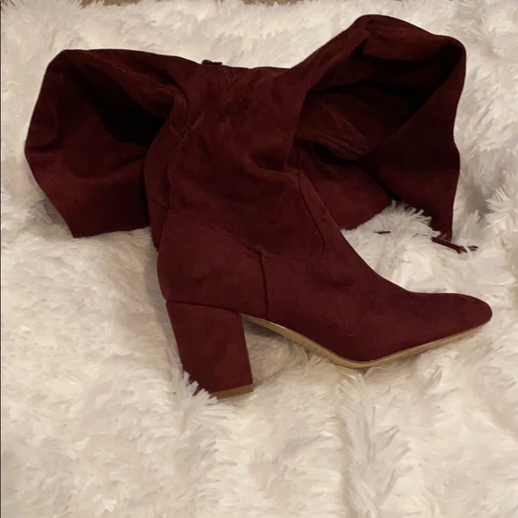 JustFab Shoes - Just Fab Burgundy Over the Knee boots